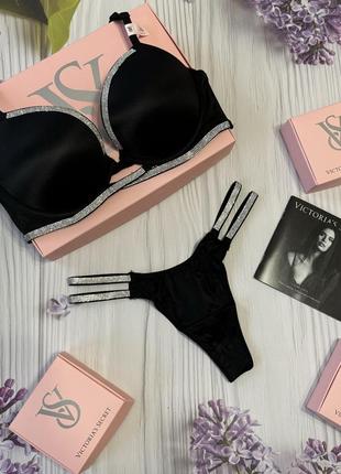 Комплект белья victorias secret оригинал украшен камнями swarovski