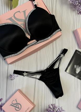 Комплект белья victorias secret оригинал украшен камнями swarovski