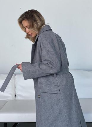 Демисезонное шерстяное пальто с поясом, женское пальто из шерсти на весну с подкладкой7 фото