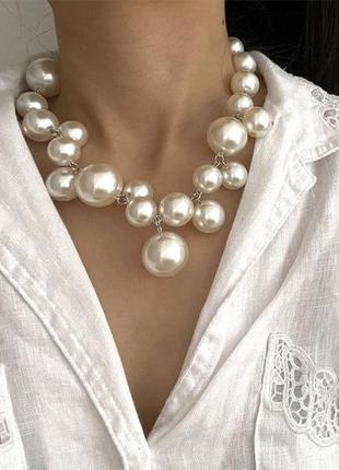 Перламутровое колье в оригинальном дизайне нить жемчуга ожерелье искусственный жемчуг бусы чокер6 фото