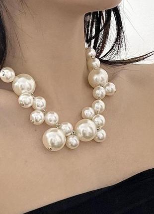 Перламутровое колье в оригинальном дизайне нить жемчуга ожерелье искусственный жемчуг бусы чокер2 фото
