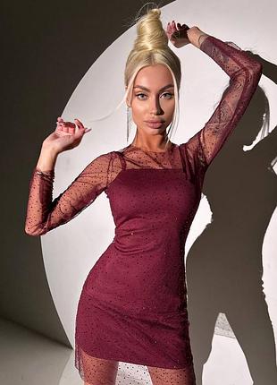 Сукня міні з сяючими стразами 3