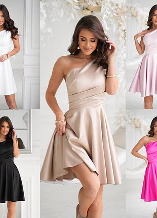 Жіноча атласна сукня на одне плече