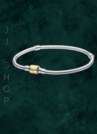 Серебряный браслет с застежкой с покрытием 14к золотом pandora (пандора) 599347c00