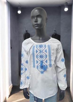 Украинская традиционная вышиванка для девочки cornflower blue