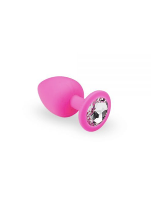 Анальная пробка, pink silicone diamond, m