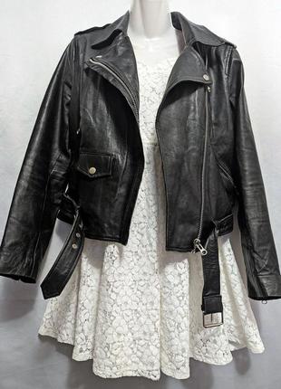 Косуха женская черная байкерская кожаная куртка object р.38 original