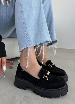 Лоферы женские натуральная замша