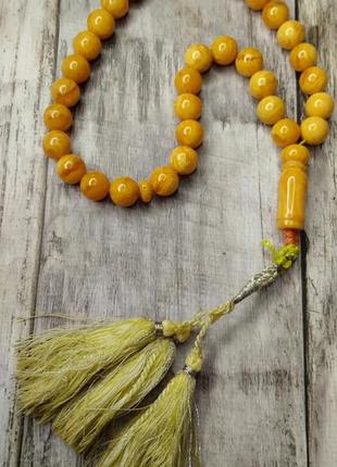 Мусульманські чотки 33 кульки пресований бурштин