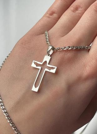 Серебряный крестик кулон серебро