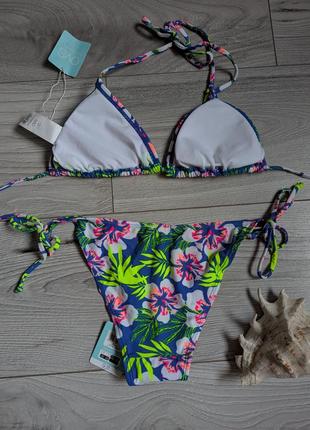 Яркий разноцветный купальник бикини, раздельный купальник треугольниками6 фото