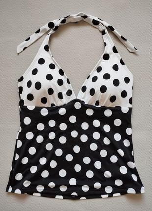 Классный верх от купальника танкини принт горох батал m&s