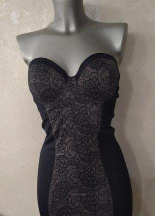 34d 75д debenhams,черное корректирующее утягивающее платье strapless,10/38/s,новое4 фото