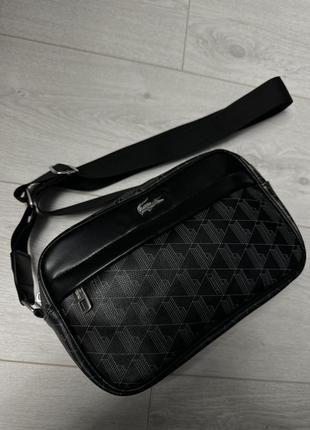Lacoste чорна сумка месенджер барсетка через плече лакост