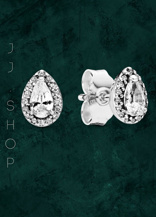Серебряные серьги "сияющая каплина" pandora (пандора) 296252cz