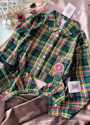 Крутезные рубашки в клетку и бралеты savage x fenty зеленая xs/s синяя м
