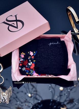 Комплект, подарунковий набір трусиків в коробці victorias secret pink 💝 вікторія сікрет пінк