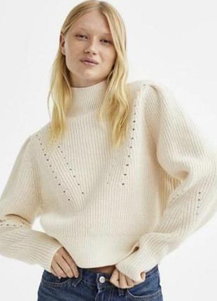 ⚜️❤️h&m молочный женский свитер с горлом свободного кроя h&m!