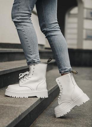 Жіночі черевики dr.martens jadon mono white (хутро)