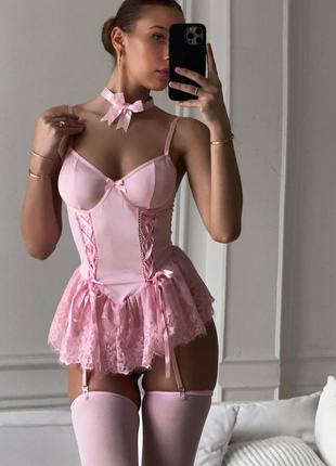 Сексуальний рожевий пеньюар з мережива 18+ | еротична білизна | нижня білизна