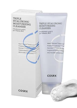 Cosrx triple hyaluronic moisturizing cleanser зволожуюча пінка для вмивання