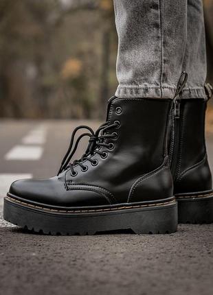 Dr martens jadon black fur зимние ботинки на платформе доктор мартинс