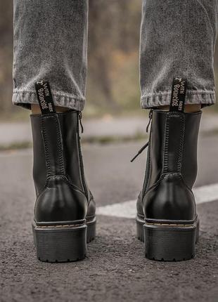 Dr martens jadon black fur зимние ботинки на платформе доктор мартинс4 фото