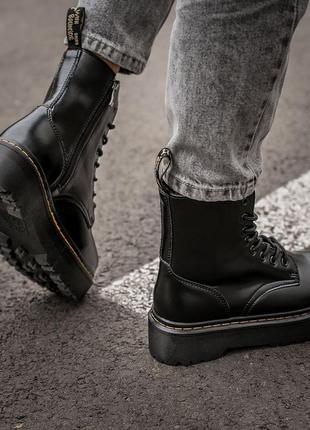 Dr martens jadon black fur зимние ботинки на платформе доктор мартинс5 фото