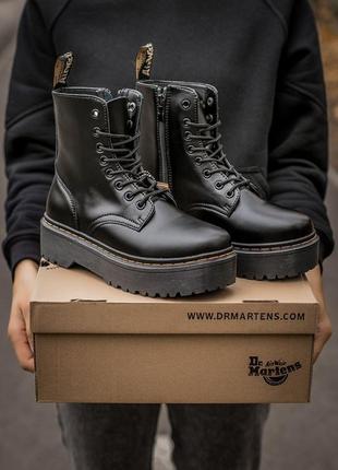 Dr martens jadon black fur зимние ботинки на платформе доктор мартинс9 фото