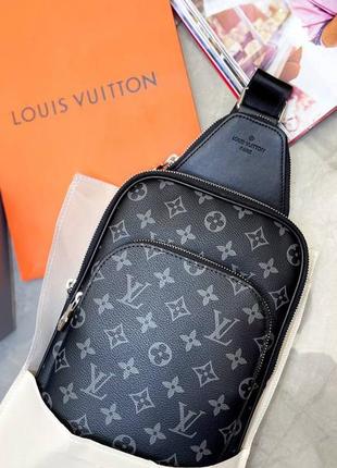 Сумка мужская кроссбоди lv 2 отделения кожа