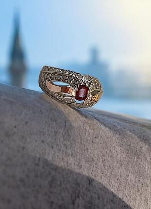 🫧 17 розмір кільце срібло золото фіаніт червоний білий