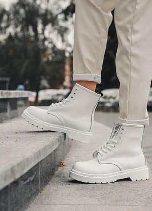 Женские ботинки dr.martens 1460 mono white (мех)