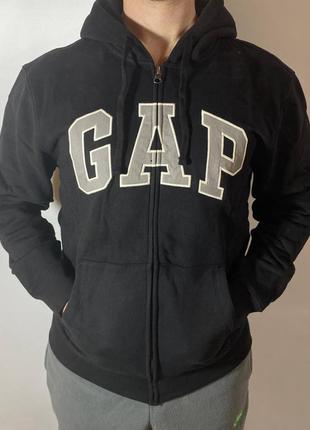 Оригинальная зип-кофта gap true black, grey logo
