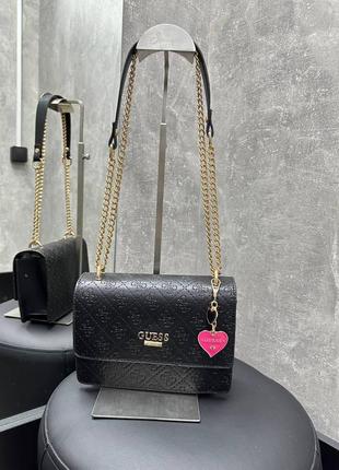Стильна жіноча сумка guess чорного кольору