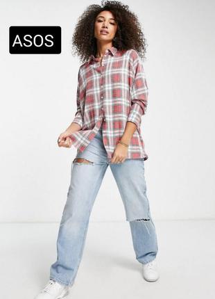 Рубашка женская в клетку оверсайз удлиненная от бренда asos s m