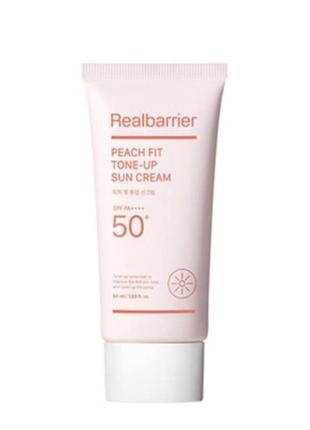 Тонирующий солнцезащитный крем для лица real barrier peach fit tone-up sun cream, 50 мл