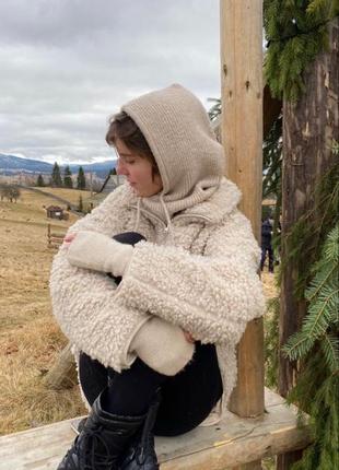 Капор балаклава в&nbsp;язаная ангора