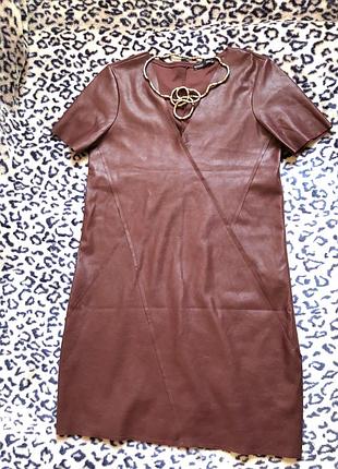 Сукня zara s m эко шкіра бордо платье