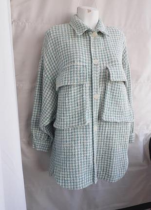 Стильна твідова сорочка оверсайз від zara розмір s-m