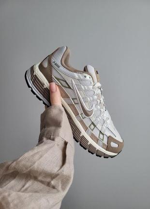Классные женские кроссовки nike p-6000 brown beige бежевые