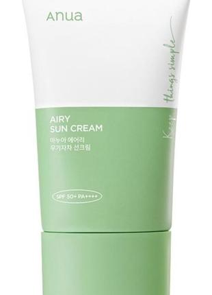 Солнцезащитный крем для лица anua - airy sun cream spf 50+ pa++++, 50 мл