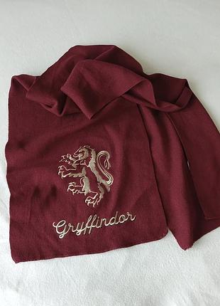 ✨️теплый натуральный большой шарф гарри поттер gryffindor с золотой вышивкой