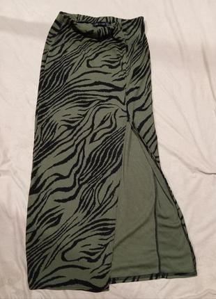 Юбка с разрезом в мелкий рубчик4 фото