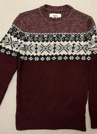 Чоловічий светр superdry бордовий теплий