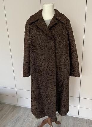Шуба каракуль , темный шоколад .