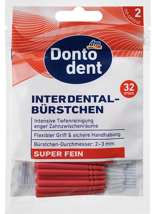 Щетки межзубные 0,4 мм dontodent interdentalbürsten rot 0,4 mm iso 2, 32 st