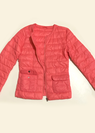 Eur 36-38 коралловая куртка benetton курточка легкое утепление теплый демисезон женская