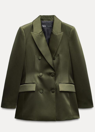 Двобортний атласний піджак zara