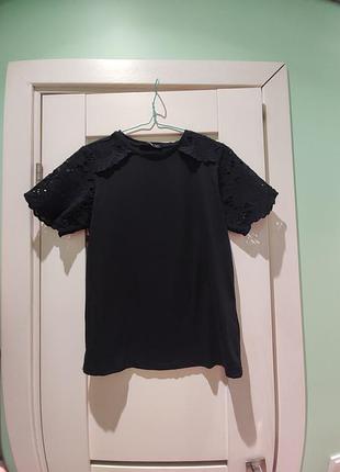 Футболка с хлопковым кружевом,прошва