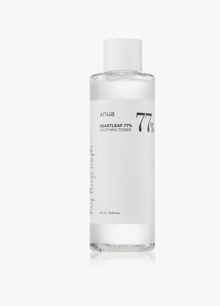 Anua heartleaf 77% soothing toner очищаючий та заспокоюючий тонік відновлюючий бар’єр шкіри, 250 мл
